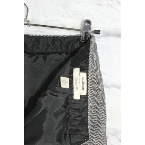 LL Bean Gray 100% Cotton Back Zip Classic Fit Skirt Size 6 - Picture 8 of 9